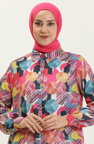 Digital bedruckte lange Tunika 24Y8938C-01 Fuchsia 24Y8938C-01