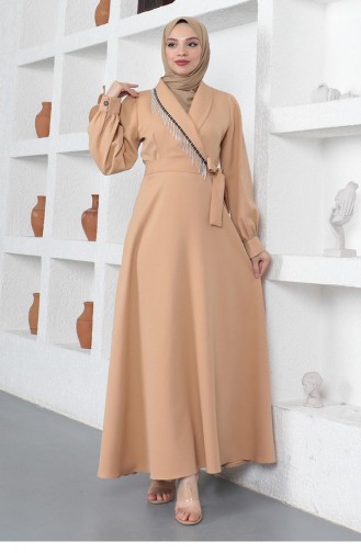 Beige İslamitische Jurk 14148