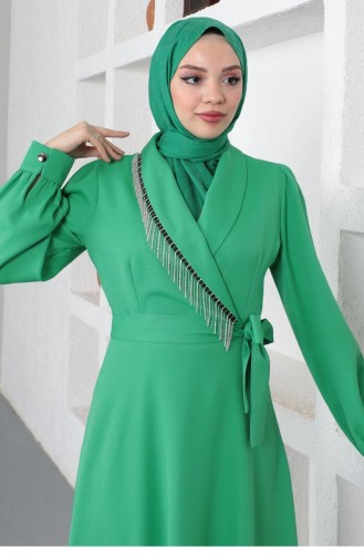 Taş Püsküllü Elbise Yeşil 18700