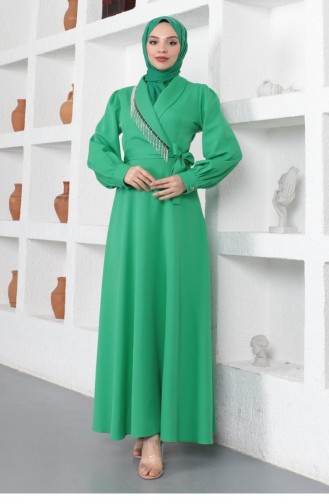 Green Hijab Dress 14149