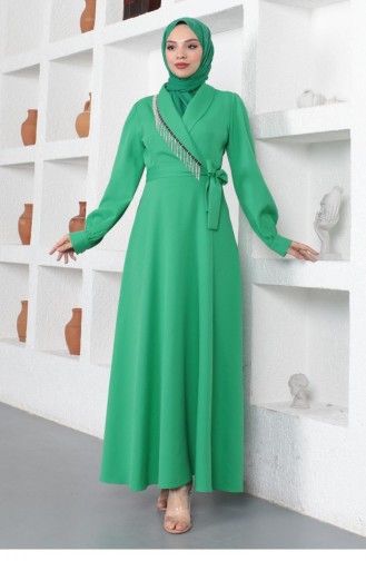 Green Hijab Dress 14149
