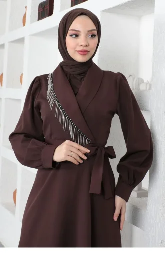 Brown Hijab Dress 14150