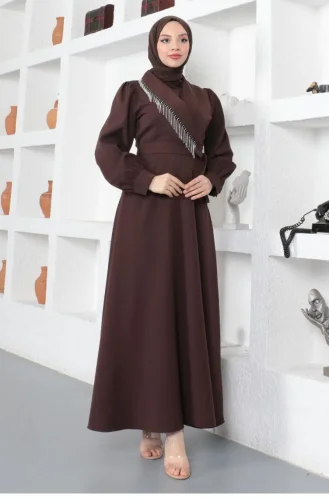 Brown Hijab Dress 14150