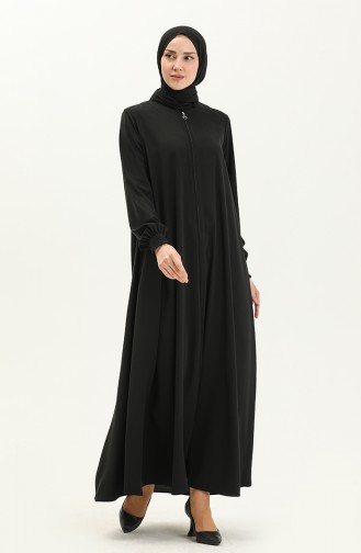 Zippered Mevlana Abaya 1970-01 Black 1970-01