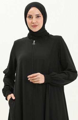 Zippered Mevlana Abaya 1970-01 Black 1970-01