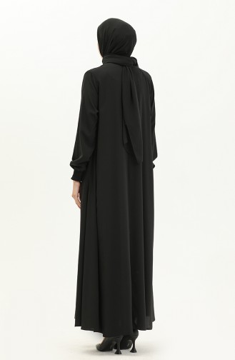 Zippered Mevlana Abaya 1970-01 Black 1970-01