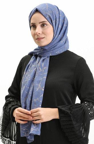 Abiye Haiti Varaklı Şal 0007C-01 İndigo