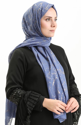 Abiye Haiti Varaklı Şal 0007C-01 İndigo