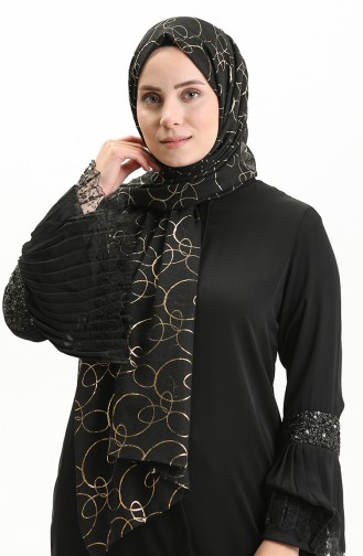 شال سهرة منقوش  0007I-07G-01 أسود 0007G-01