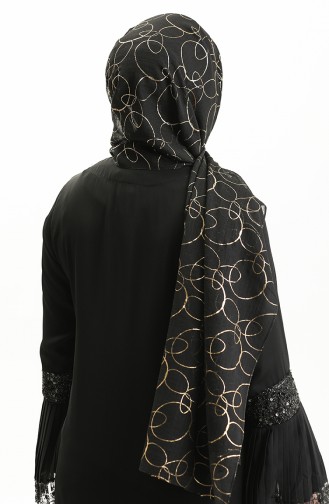 شال سهرة منقوش  0007I-07G-01 أسود 0007G-01