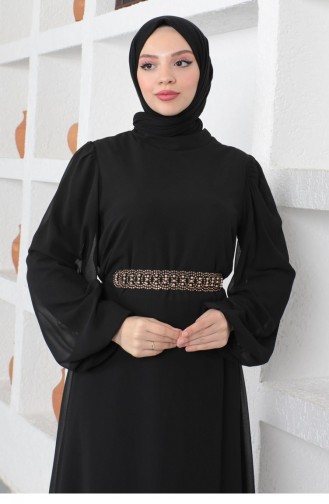 Schwarz Hijab-Abendkleider 14151