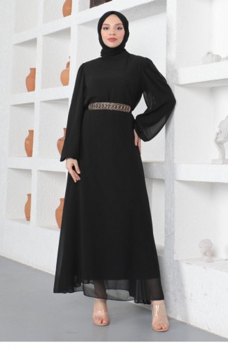 Black Hijab Evening Dress 14151