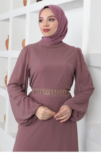 Dusty Rose Hijab Evening Dress 14153