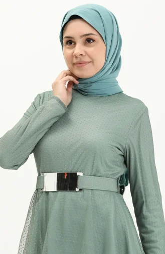 فساتين سهرة بتصميم اسلامي أخضر فاتح 2667