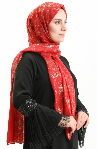 Haiti Foil Evening Shawl 0007-13 Red 0007-13