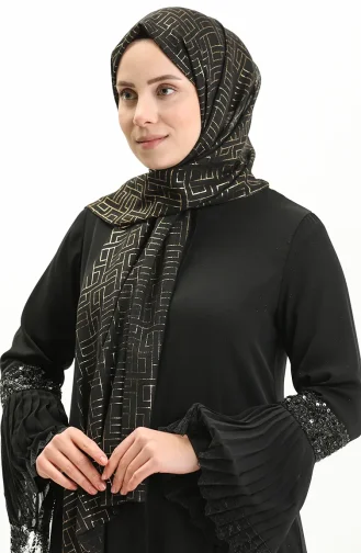 Abiye Haiti Varaklı Şal 0007F-01 Siyah