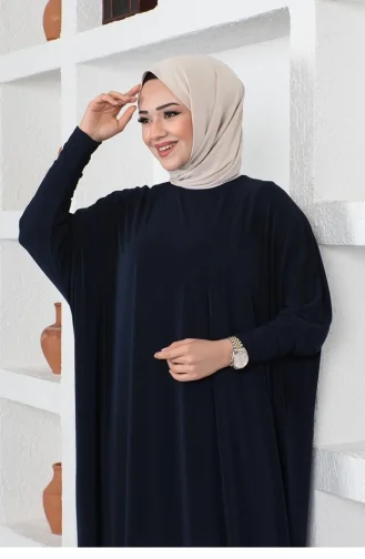 Yarasa Kol Salaş Elbise Lacivert
