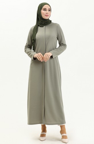 Abaya mit verstecktem Kragen 2027-05 Grün 2027-05