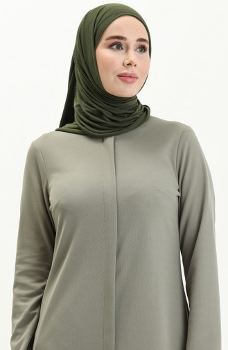 Abaya mit verstecktem Kragen 2027-05 Grün 2027-05