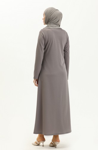 Abaya mit verstecktem Kragen 2027-06 Grau 2027-06