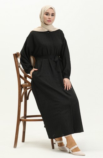 Buttoned Crepe Abaya 24Y8868-01 Black 24Y8868-01