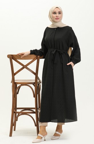 Buttoned Crepe Abaya 24Y8868-01 Black 24Y8868-01