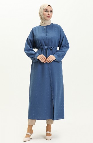 Buttoned Crepe Abaya 24y8868-02 Indigo 24Y8868-02