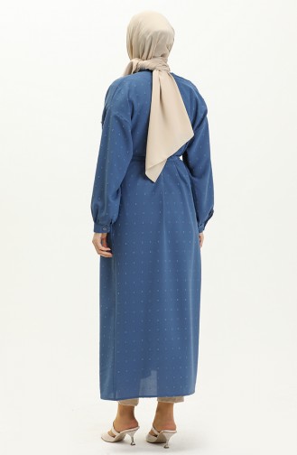 Buttoned Crepe Abaya 24y8868-02 Indigo 24Y8868-02