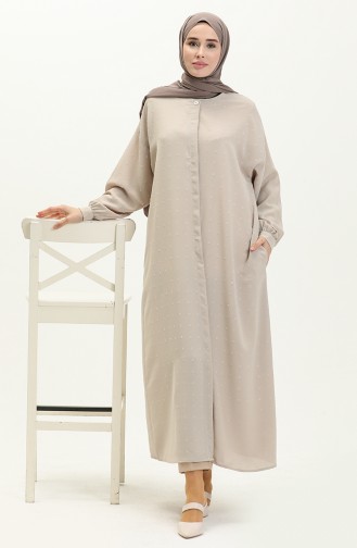 Geknöpfte Abaya aus Krepp 24Y8868-05 Stein 24Y8868-05