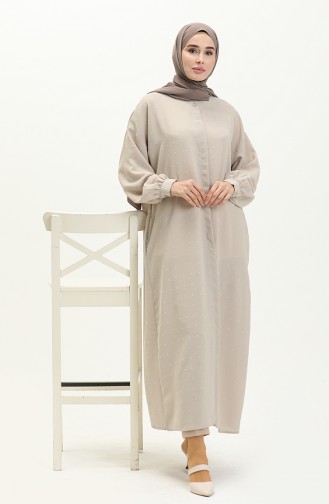 Geknöpfte Abaya aus Krepp 24Y8868-05 Stein 24Y8868-05