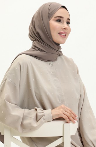 Geknöpfte Abaya aus Krepp 24Y8868-05 Stein 24Y8868-05