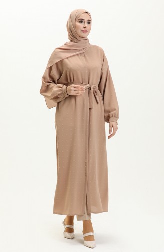 Buttoned Crepe Abaya 24Y8868-06 Mink 24Y8868-06