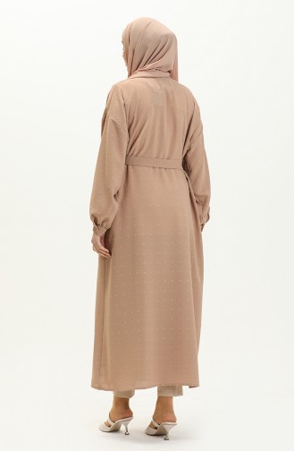Buttoned Crepe Abaya 24Y8868-06 Mink 24Y8868-06