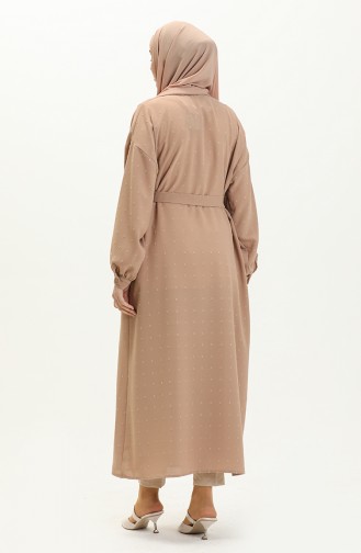 Buttoned Crepe Abaya 24Y8868-06 Mink 24Y8868-06