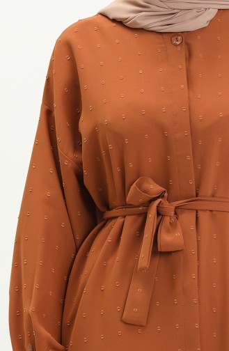 Buttoned Crepe Abaya 24Y8868-07 Brick Red 24Y8868-07