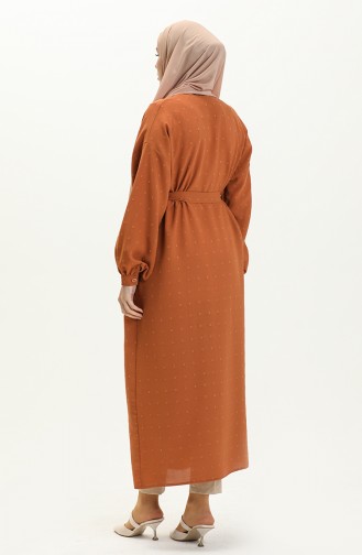 Buttoned Crepe Abaya 24Y8868-07 Brick Red 24Y8868-07