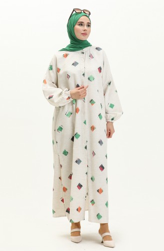 Abaya D été à Motifs 24Y8940-02 Ecru Vert 24Y8940-02