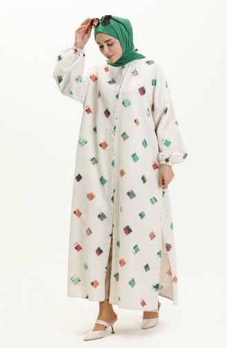 Abaya D été à Motifs 24Y8940-02 Ecru Vert 24Y8940-02