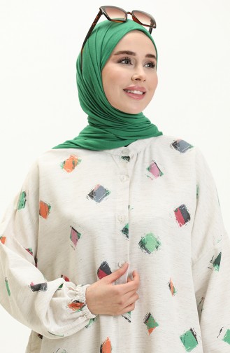 Abaya D été à Motifs 24Y8940-02 Ecru Vert 24Y8940-02