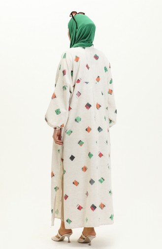 Abaya D été à Motifs 24Y8940-02 Ecru Vert 24Y8940-02