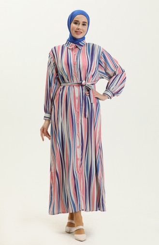 Striped Belted Dress 24Y8887-02 Purple Powder 24Y8887-02