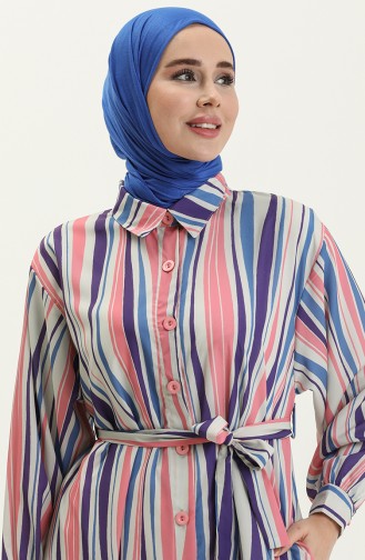 Striped Belted Dress 24Y8887-02 Purple Powder 24Y8887-02