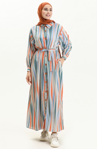 Striped Belted Dress 24Y8887-04 Blue Orange 24Y8887-04