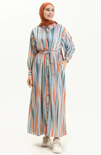 Striped Belted Dress 24Y8887-04 Blue Orange 24Y8887-04