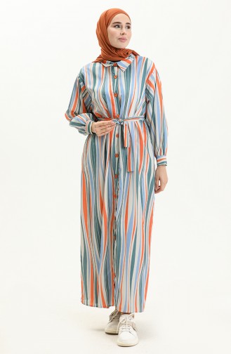 Striped Belted Dress 24Y8887-04 Blue Orange 24Y8887-04