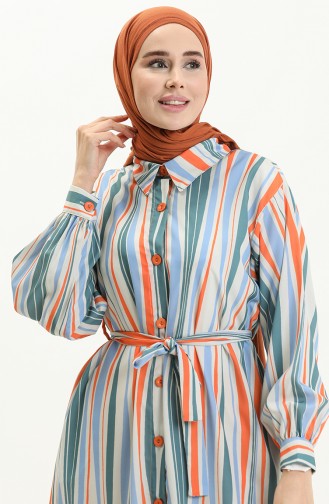 Striped Belted Dress 24Y8887-04 Blue Orange 24Y8887-04