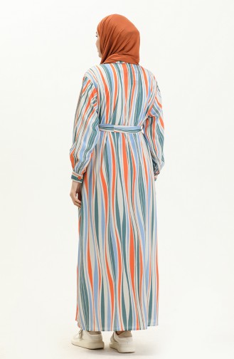 Striped Belted Dress 24Y8887-04 Blue Orange 24Y8887-04