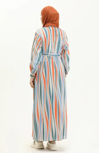 Striped Belted Dress 24Y8887-04 Blue Orange 24Y8887-04