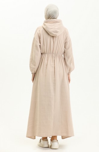 Muslin Fabric Hooded Dress 24Y8895-03 Beige 24Y8895-03