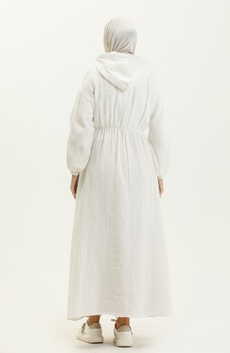 Musselin-Stoff Kleid mit Kapuze 24Y8895-04 Ecru 24Y8895-04